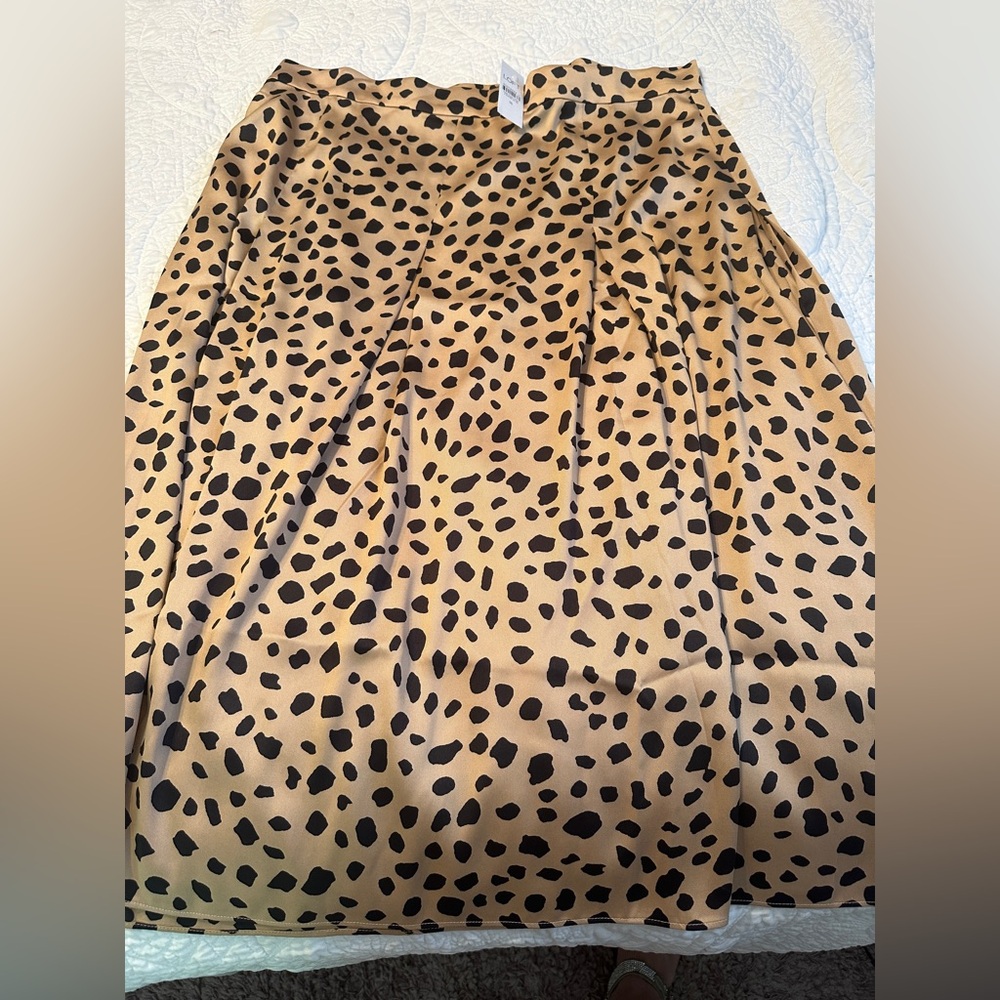 LOFT NWT Animal Print A-Line Skirt in Tan and Black